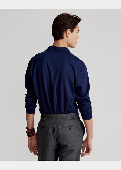 Ralph Lauren Custom Slim Fit Interlock Πόλο από Απαλό Βαμβάκι | Refined Navy