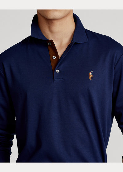 Ralph Lauren Custom Slim Fit Interlock Πόλο από Απαλό Βαμβάκι | Refined Navy