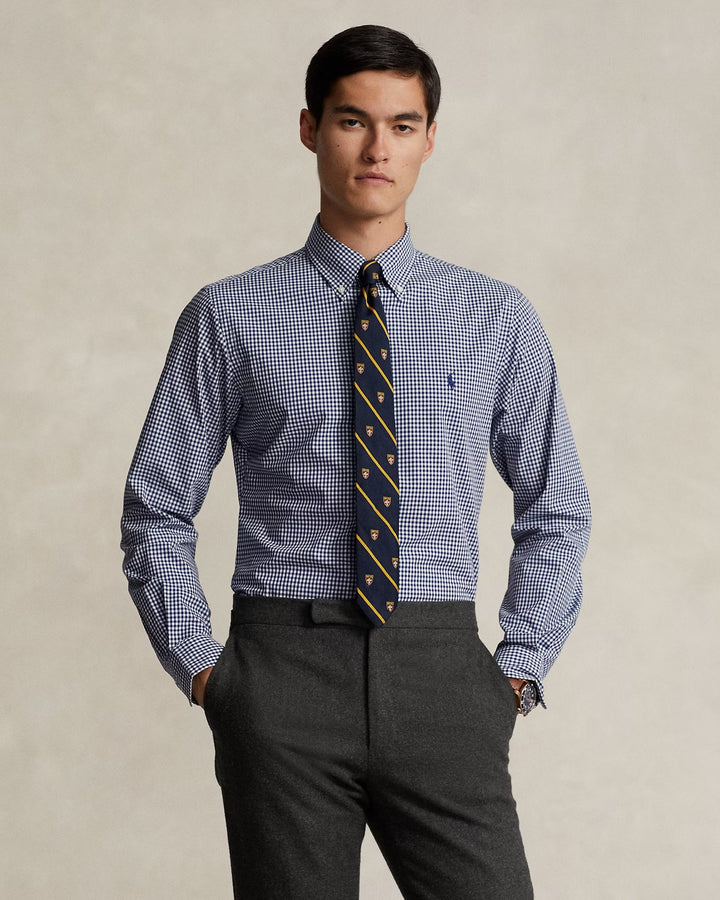 Ralph Lauren Custom Fit Gingham Ελαστικό Υποκάμισο Ποπλίνα | Σκούρο Μπλε/Λευκό