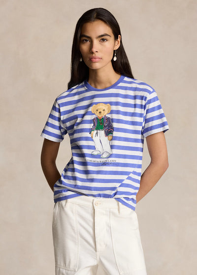 Ralph Lauren Ριγέ Μπλουζάκι με Αρκούδι | Μπλε/Λευκό