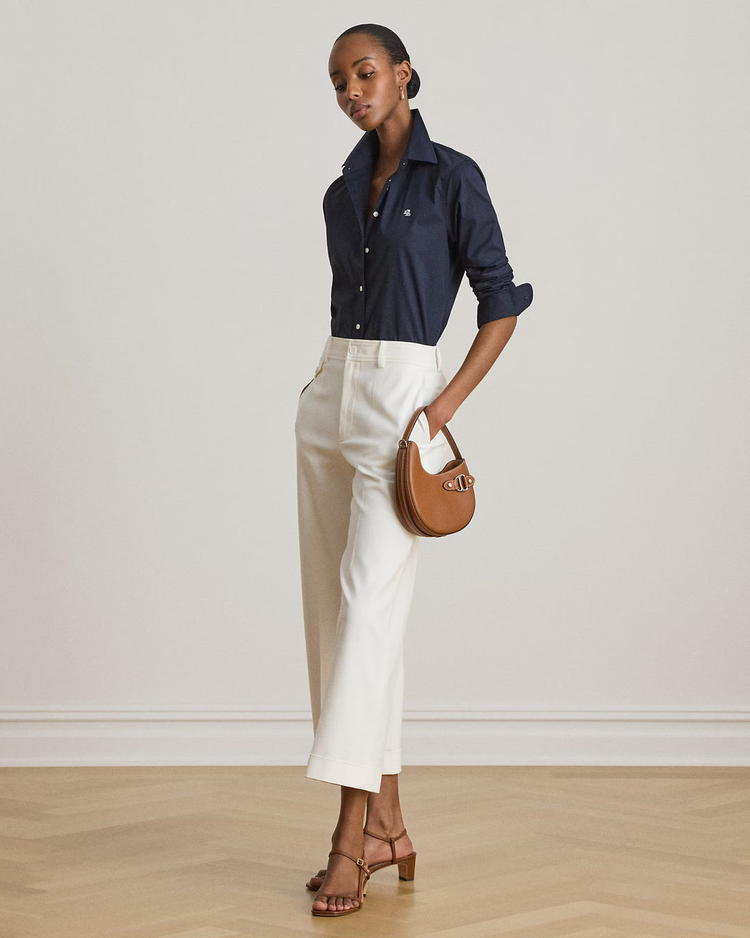 Lauren Ralph Lauren Easy Care Stretch Cotton Shirt | Lauren Navy