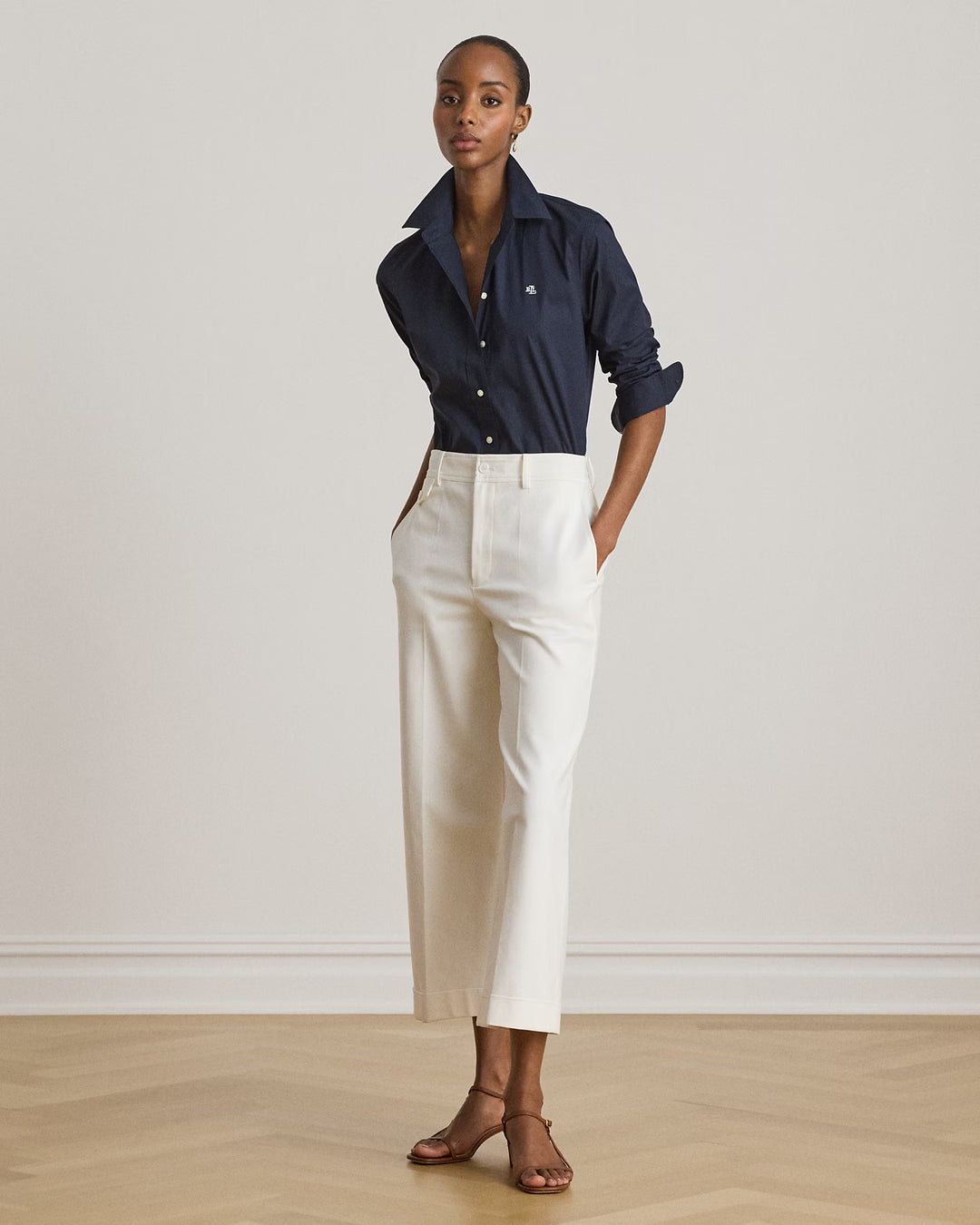 Lauren Ralph Lauren Easy Care Stretch Cotton Shirt | Lauren Navy
