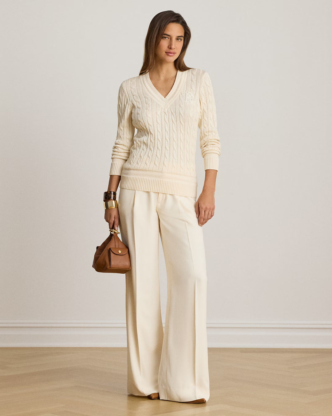Lauren Ralph Lauren Cable-Knit Cricket Jumper | Cream