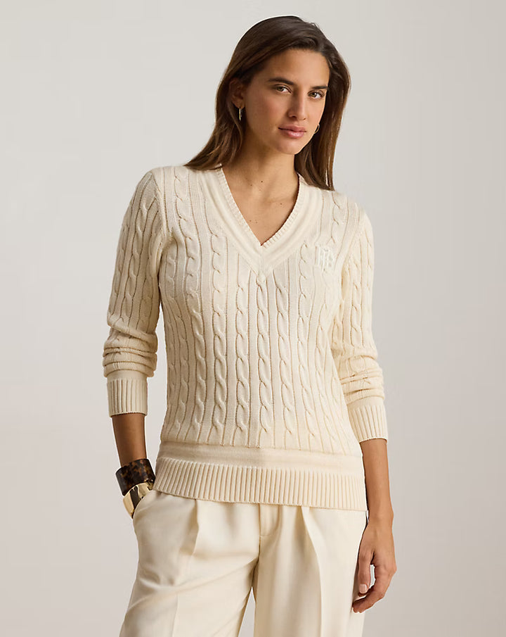 Lauren Ralph Lauren Cable-Knit Cricket Jumper | Cream