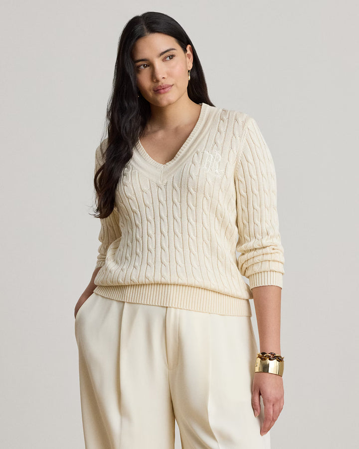 Lauren Ralph Lauren Cable-Knit Cricket Jumper | Cream