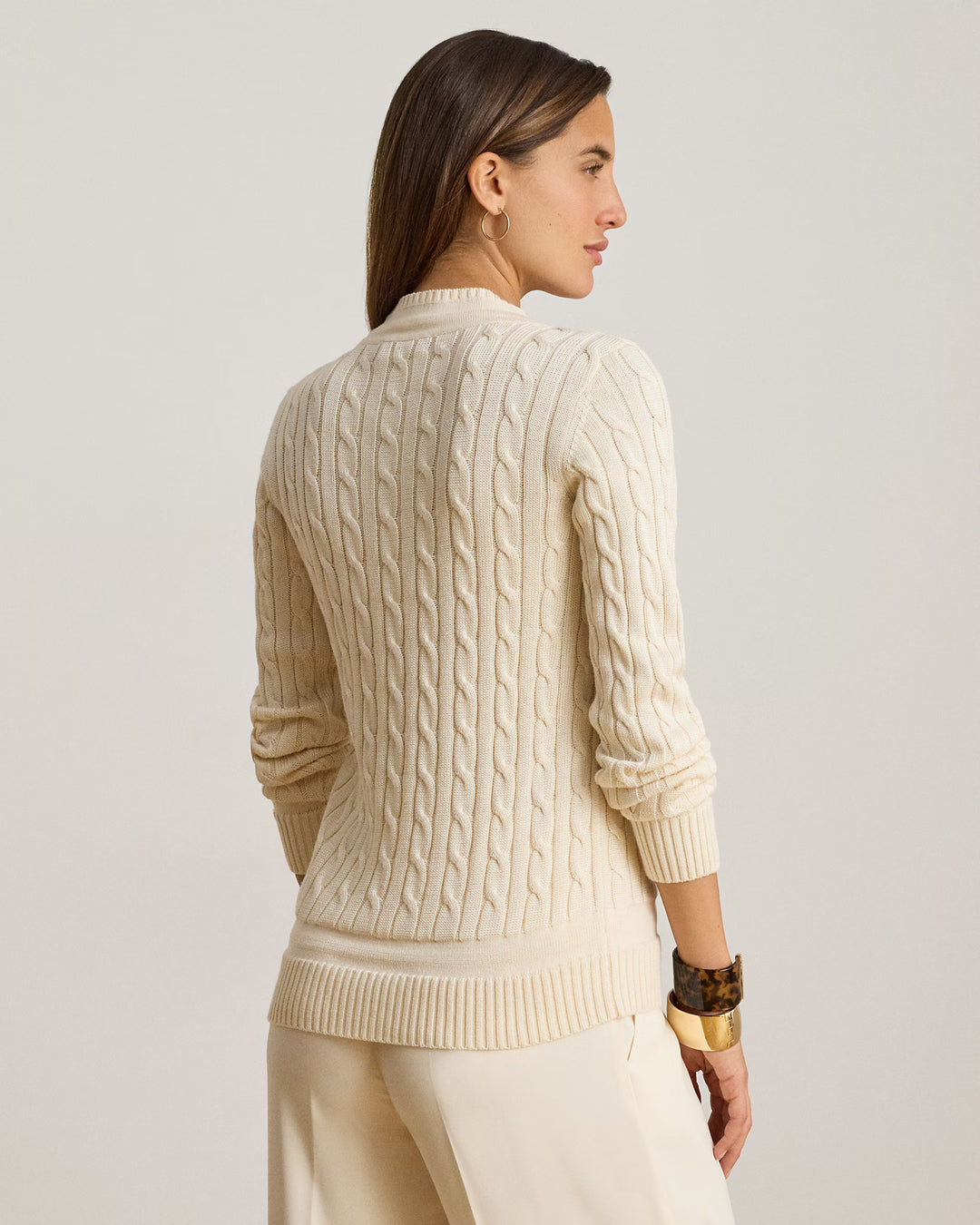 Lauren Ralph Lauren Cable-Knit Cricket Jumper | Cream