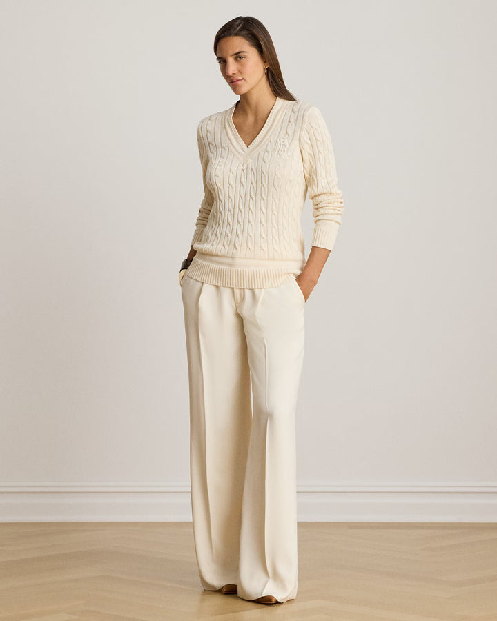 Lauren Ralph Lauren Cable-Knit Cricket Jumper | Cream
