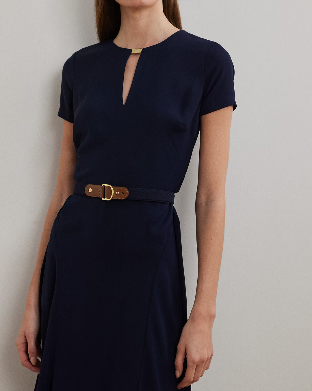 Lauren Ralph Lauren Belted Georgette Dress | Lighthouse Navy