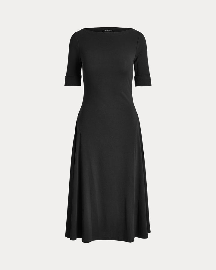 Lauren Ralph Lauren Rib-Knit Stretch Cotton Midi Dress | Black