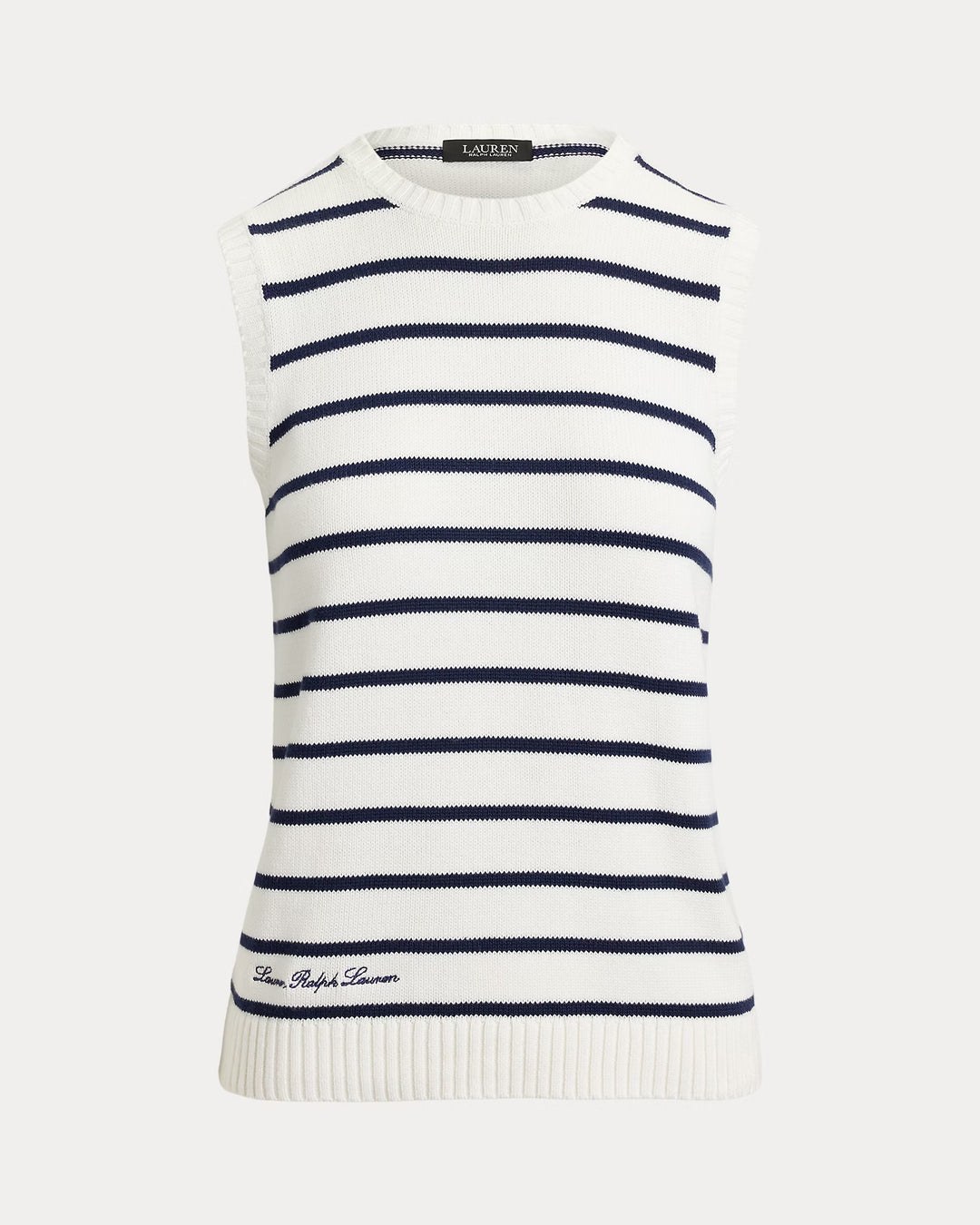 Lauren Ralph Lauren Striped Cotton Sleeveless Jumper | White/Navy