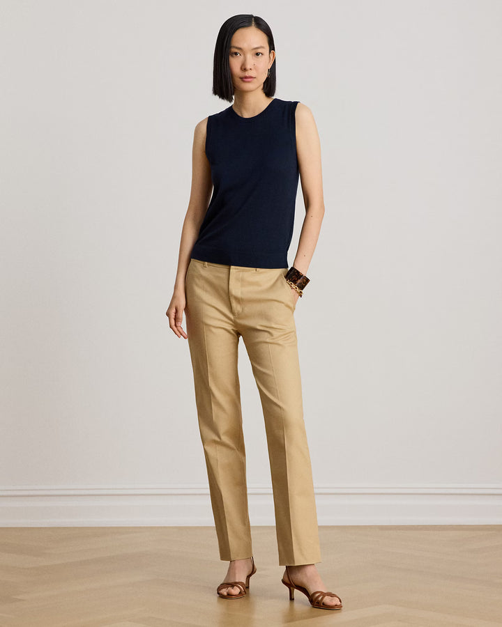 Lauren Ralph Lauren Cotton Slim Straight Trousers | Birtch Tan