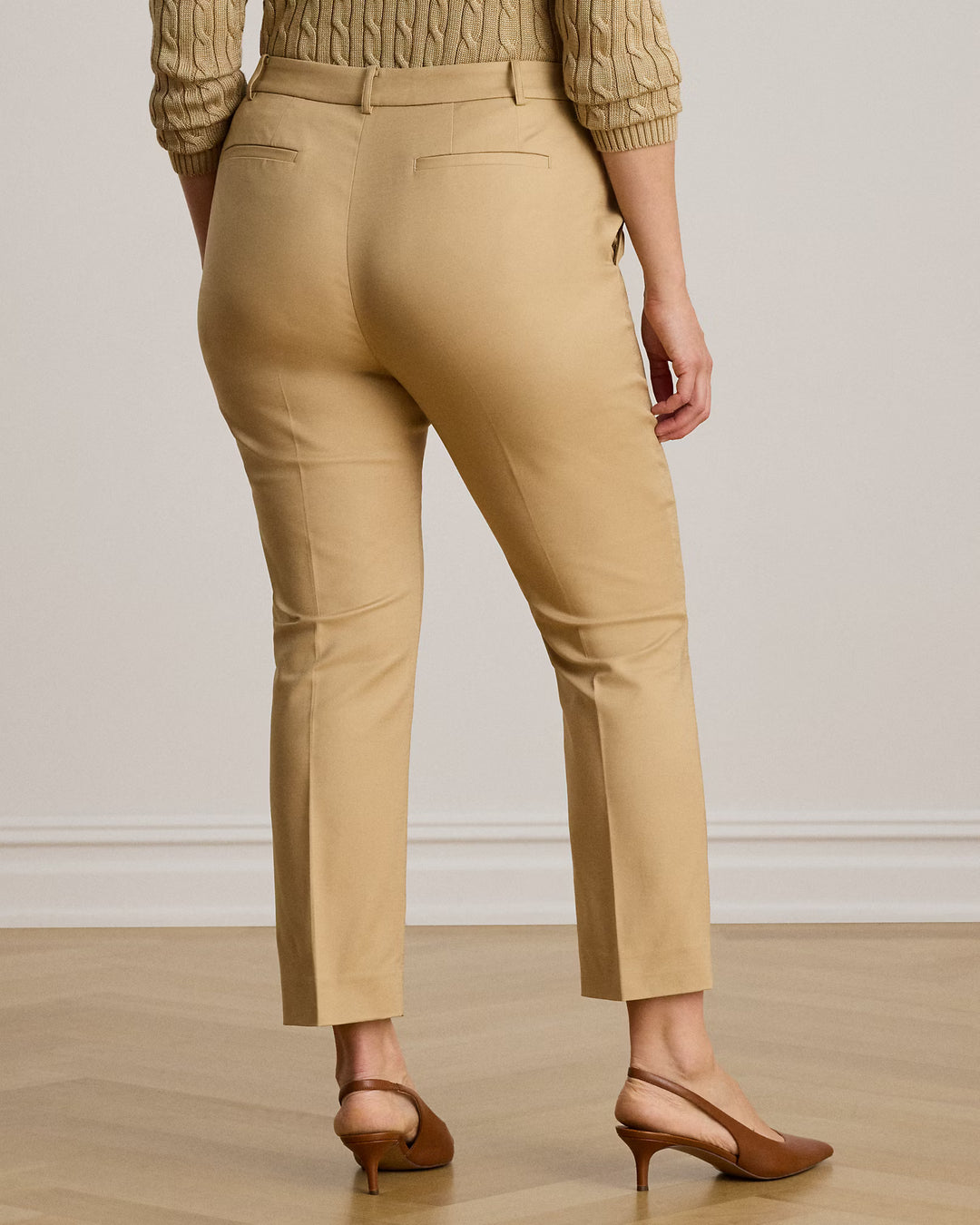 Lauren Ralph Lauren Cotton Slim Straight Trousers | Birtch Tan