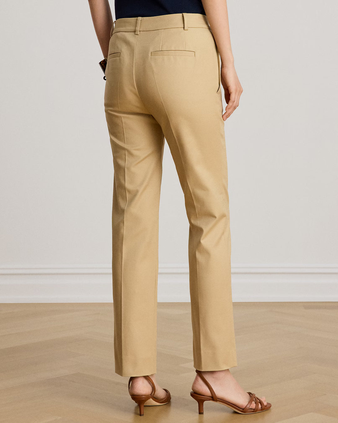 Lauren Ralph Lauren Cotton Slim Straight Trousers | Birtch Tan