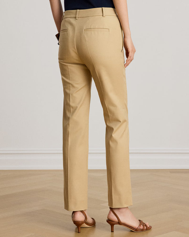Lauren Ralph Lauren Cotton Slim Straight Trousers | Birtch Tan