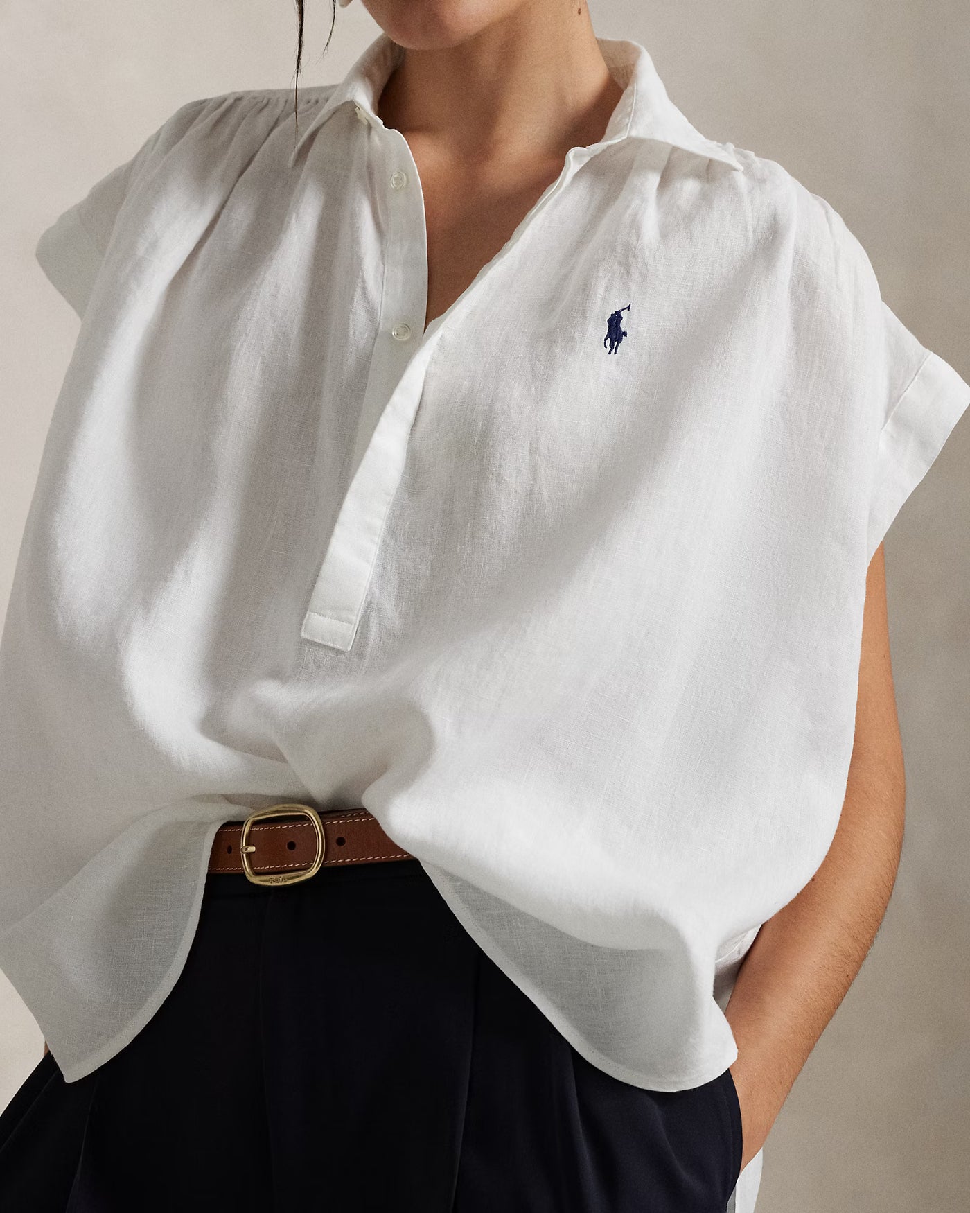 Ralph Lauren Linen Popover Shirt | White