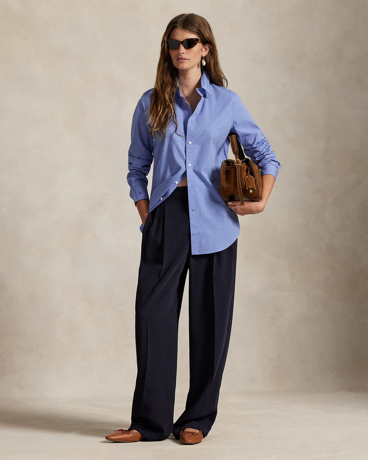 Ralph Lauren End-on-End Stretch Slim Fit Cotton Shirt | Blue End on End