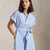 Ralph Lauren Belted Striped Cotton Shirtdress | Blue/White