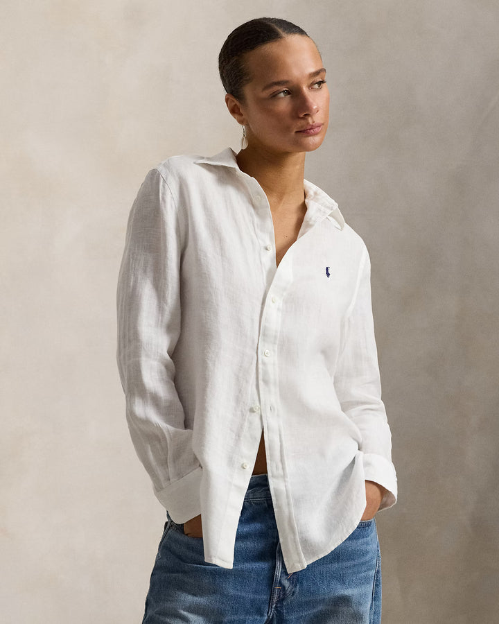 Ralph Lauren Classic Fit Linen Women's Shirt | White