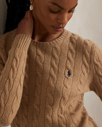 Ralph Lauren Cable Wool-Cashmere Crewneck Jumper | Camel