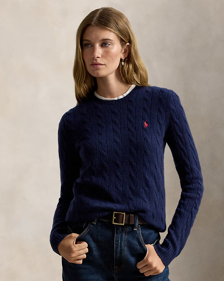 Ralph Lauren Cable Wool-Cashmere Crewneck Jumper | Hunter Navy