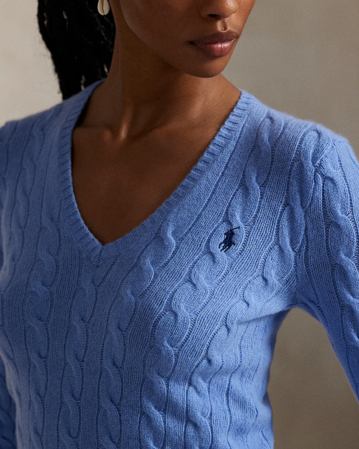 Ralph Lauren Cable-Knit Wool-Cashmere V-Neck Jumper | Litchfield Blue