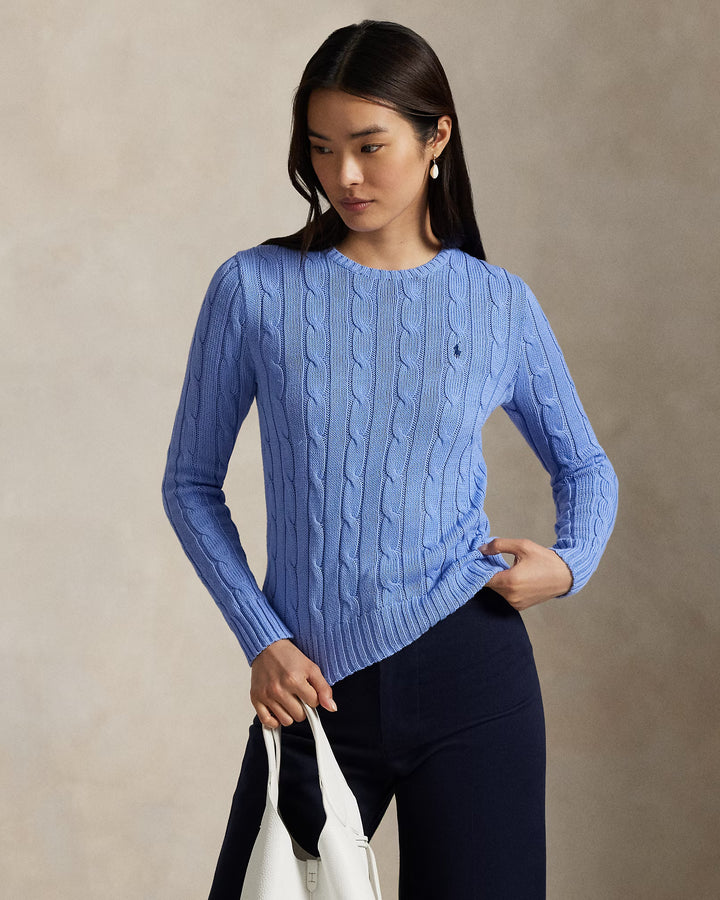 Ralph Lauren Cable-Knit Cotton Crewneck Jumper | Litchfield Blue