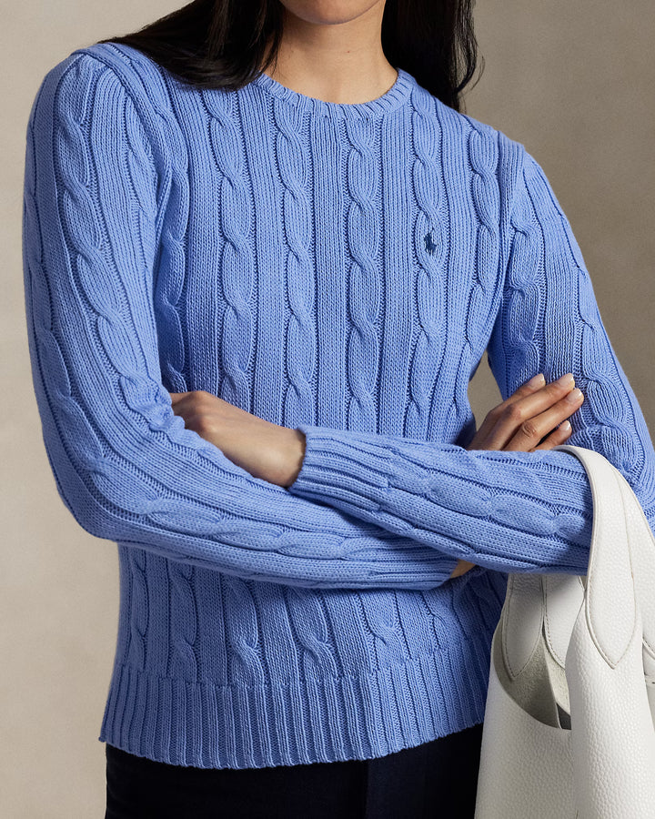 Ralph Lauren Cable-Knit Cotton Crewneck Jumper | Litchfield Blue