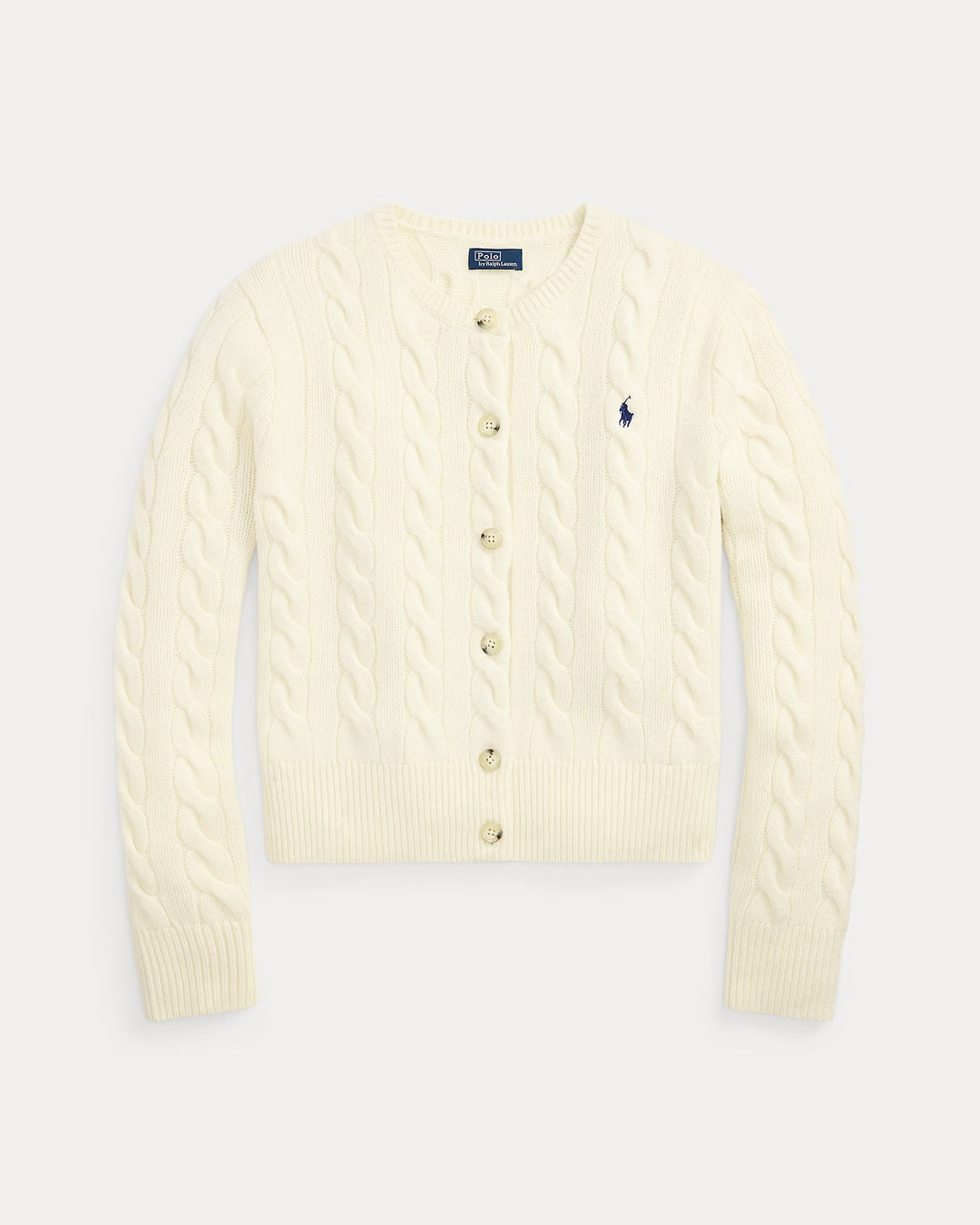 Ralph Lauren Cable-Knit Wool-Cashmere Cardigan | Cream
