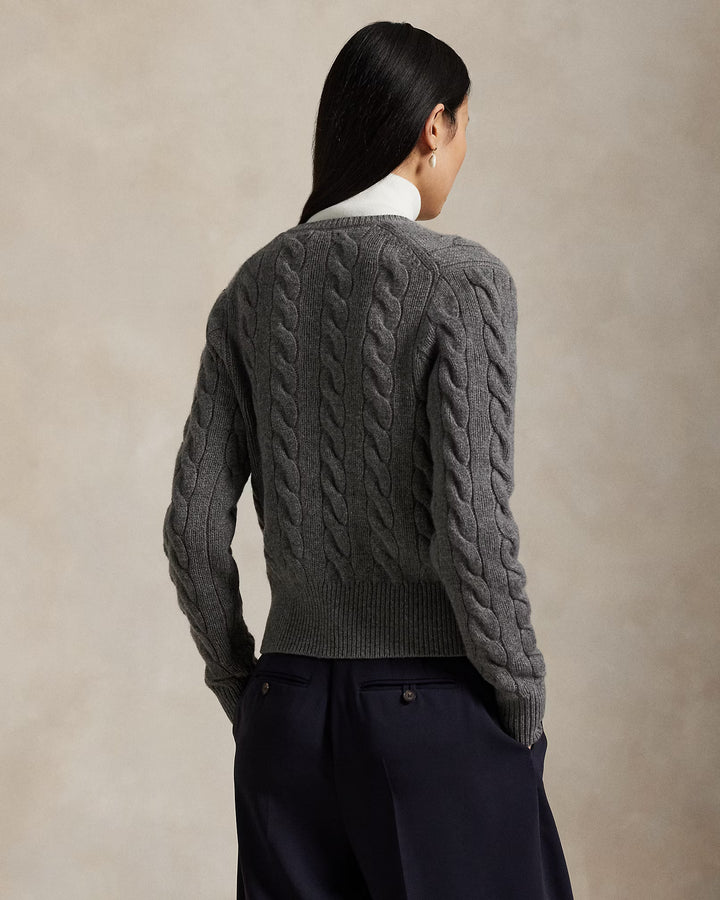 Ralph Lauren Cable-Knit Wool-Cashmere Cardigan | Grey