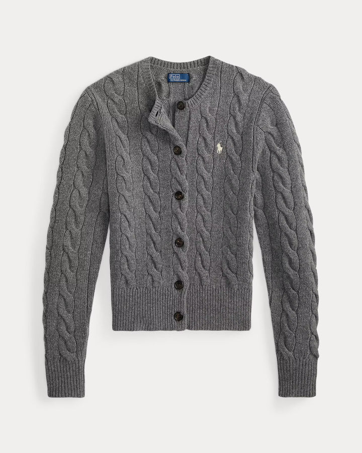 Ralph Lauren Cable-Knit Wool-Cashmere Cardigan | Grey