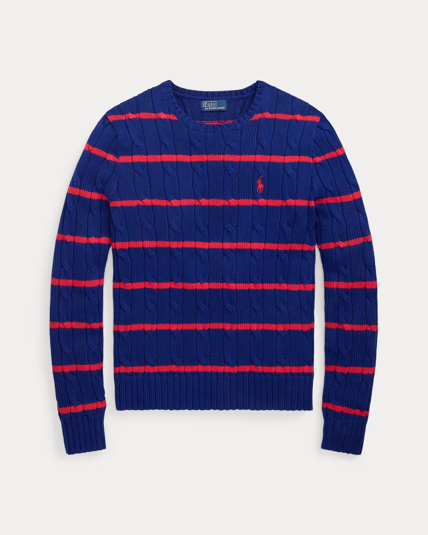 Ralph Lauren Striped Cable-Knit Cotton Jumper | Cobalt Stripe