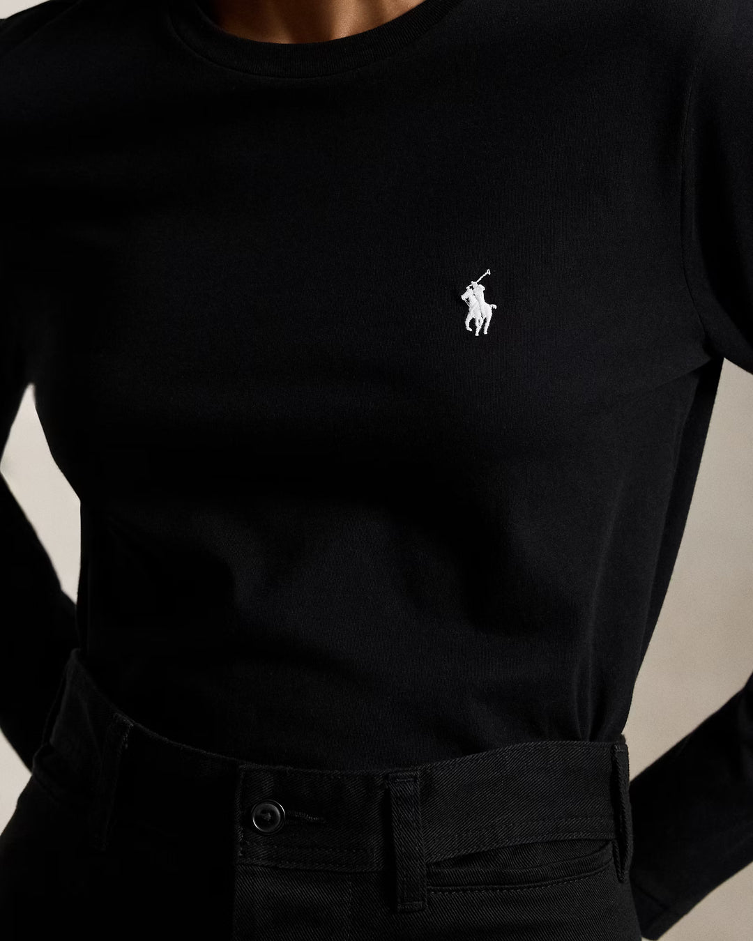Ralph Lauren Classic Fit Jersey Long-Sleeve Tee | Black