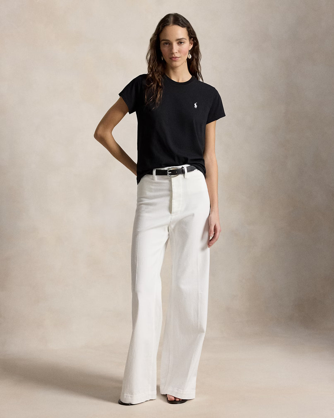 Ralph Lauren Classic Fit Cotton Jersey Women's Crewneck Tee | Black