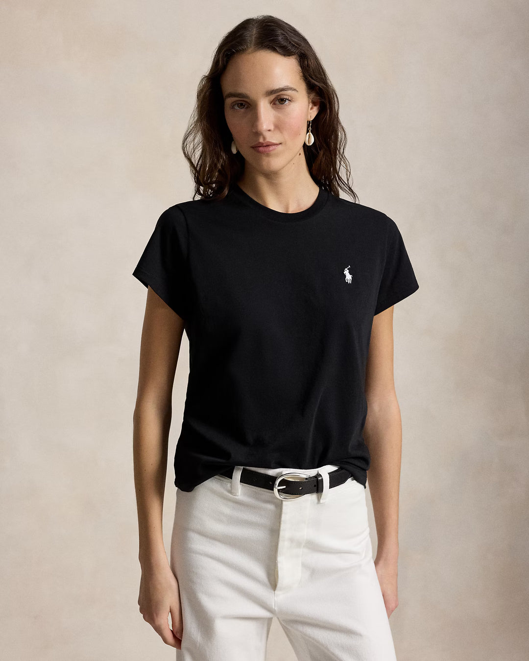 Ralph Lauren Classic Fit Cotton Jersey Women's Crewneck Tee | Black