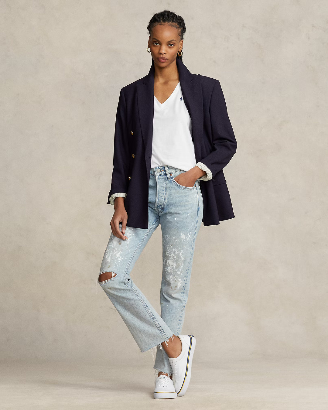 Ralph Lauren Cotton Jersey V-Neck Women's T-Shirt | White