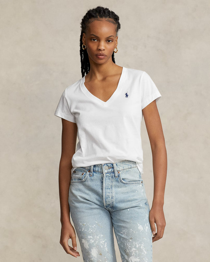 Ralph Lauren Cotton Jersey V-Neck Women's T-Shirt | White