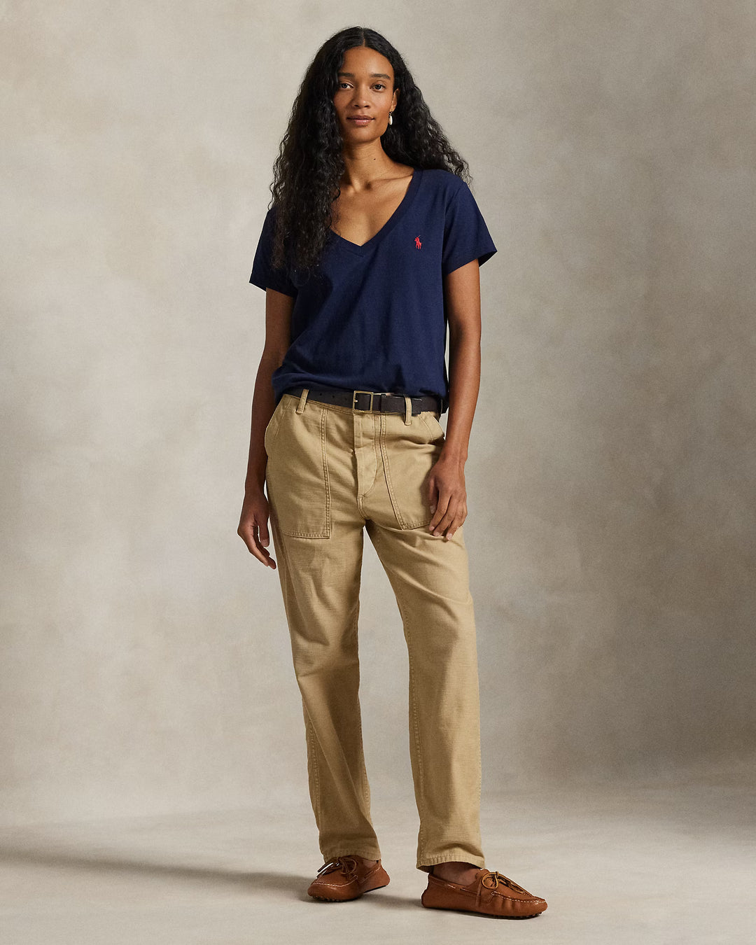 Ralph Lauren Cotton Jersey V-Neck Women's T-Shirt | Cruise Navy