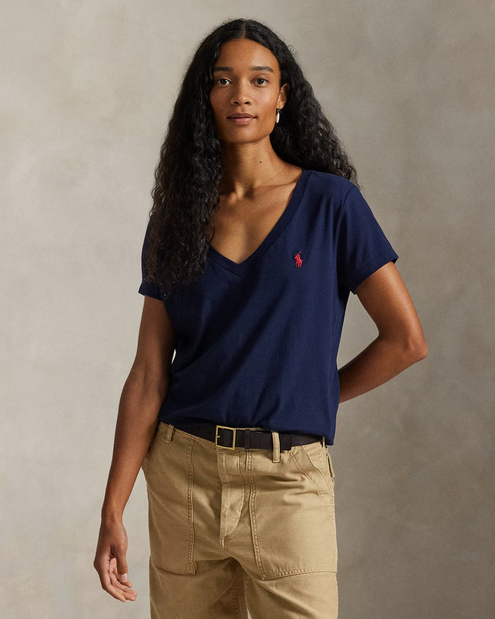 Ralph Lauren Cotton Jersey V-Neck Women's T-Shirt | Cruise Navy