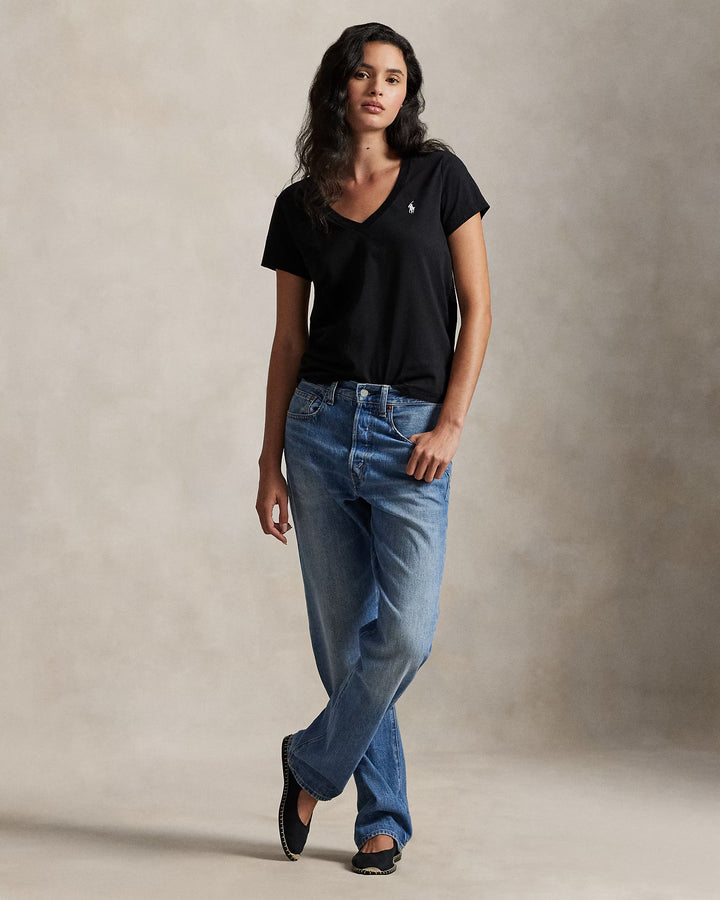 Ralph Lauren Cotton Jersey V-Neck Women's T-Shirt | Black
