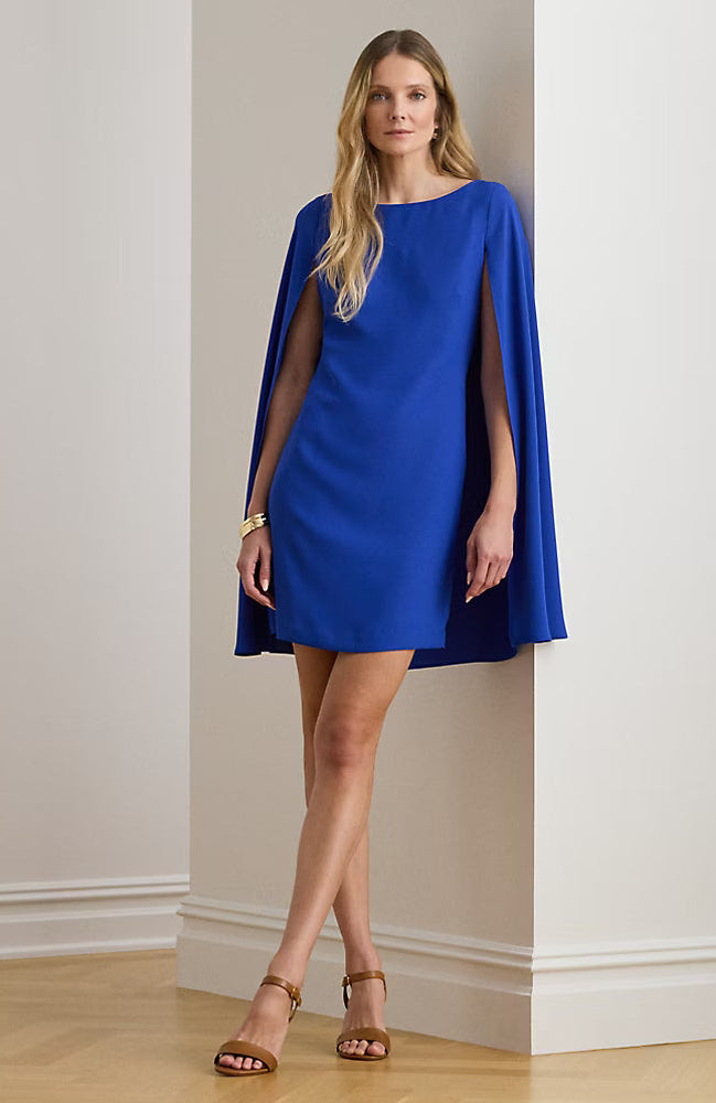 Lauren Ralph Lauren Cape Georgette Cocktail Dress | Cruise Royal