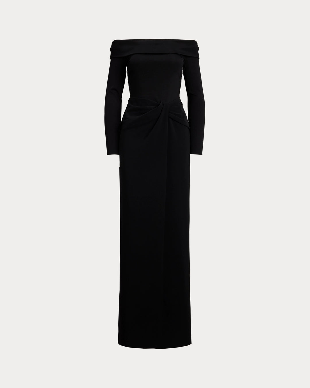 Lauren Ralph Lauren Rib-Knit & Crepe Off-the-Shoulder Gown | Black