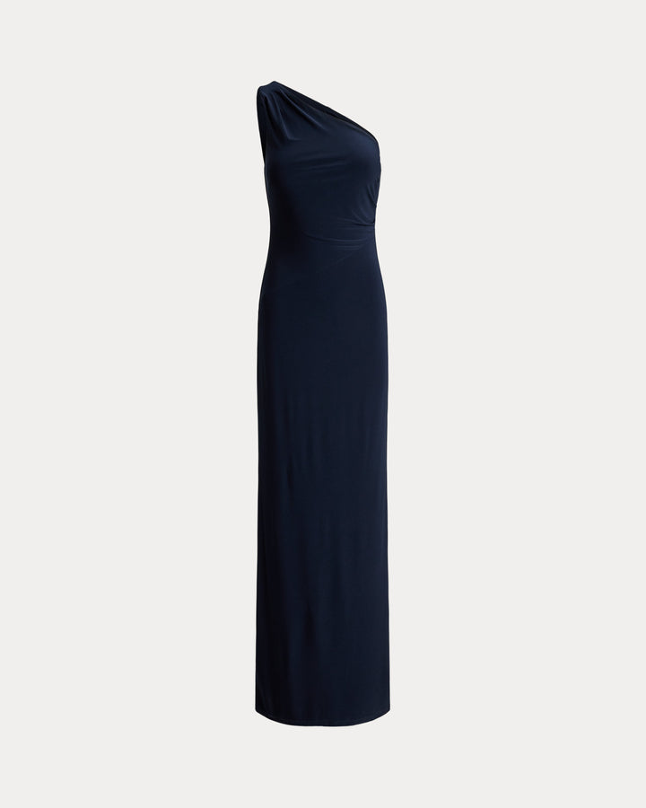 Lauren Ralph Lauren Stretch Jersey One-Shoulder Gown | Lauren Navy