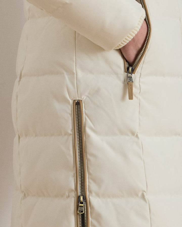 Lauren Ralph Lauren Hooded Faux Fur-Trim Down Coat | Cream