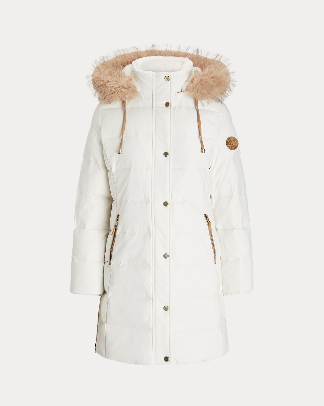 Lauren Ralph Lauren Hooded Faux Fur-Trim Down Coat | Cream