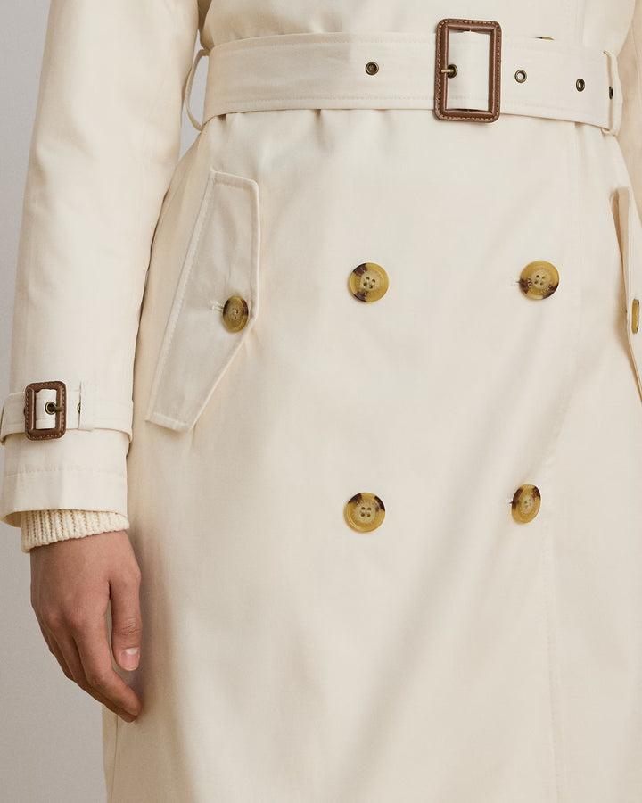 Lauren Ralph Lauren Double-Breasted Cotton-Blend Trench Coat | Cream