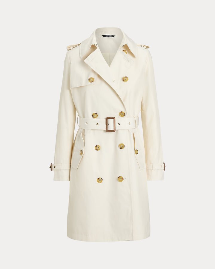 Lauren Ralph Lauren Double-Breasted Cotton-Blend Trench Coat | Cream
