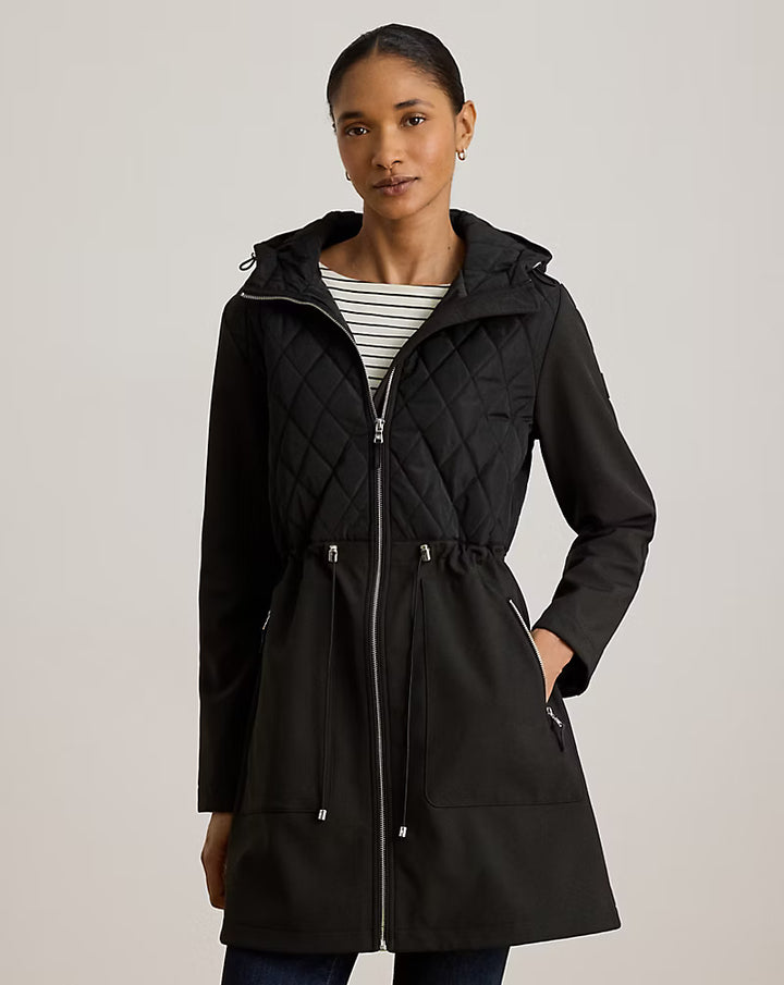 Lauren Ralph Lauren Hooded Diamond-Quilted Mockneck Jacket | Black