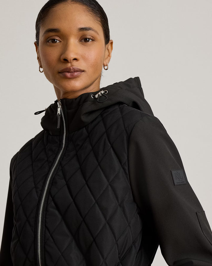 Lauren Ralph Lauren Hooded Diamond-Quilted Mockneck Jacket | Black