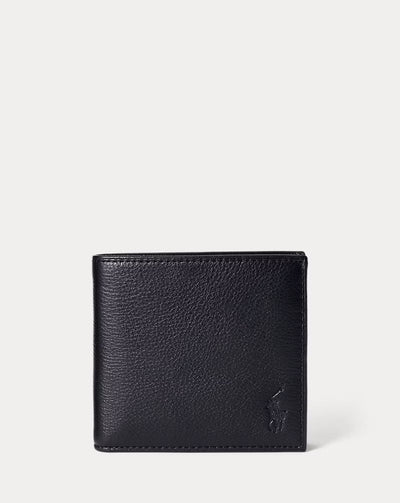 Ralph Lauren Pebbled Leather Billfold Coin Wallet | Black