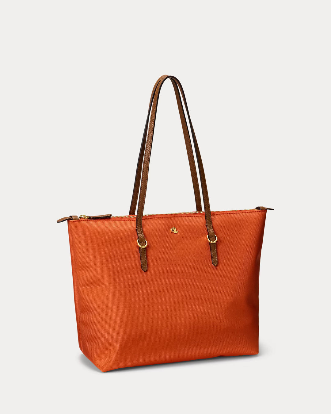 Lauren Ralph Lauren Medium Keaton Nylon Tote Bag | Orange/Tan